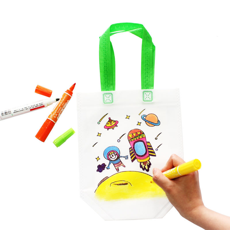 Custom Wholesale Non Woven Kids Drawing DIY Painting Hand Bag