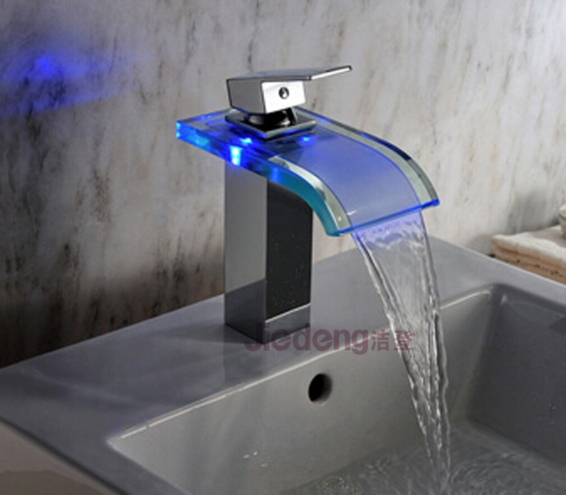 Glass Waterfall Basin Tap with LED Function (A-B3H)