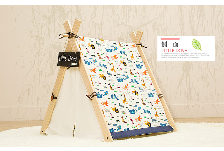 Animal Cartoon Printing Wood Dog Tents Cotton Pads Pet House