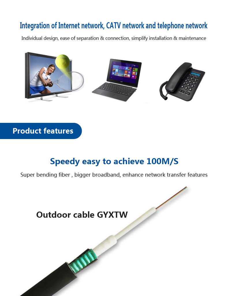 24 Core Outdoor Fiber Optic Cable GYXTW for Duct Made in China