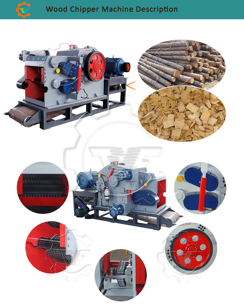 Ce Approved Logs Wood Drum Chipper Shredder