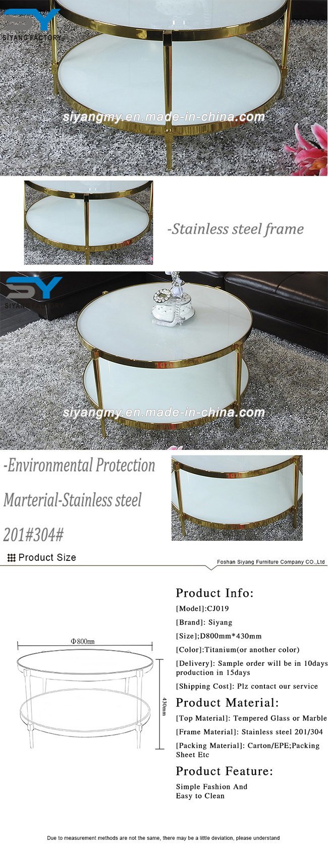 New Design Fashionable Two Layer MDF Glass Coffee Table