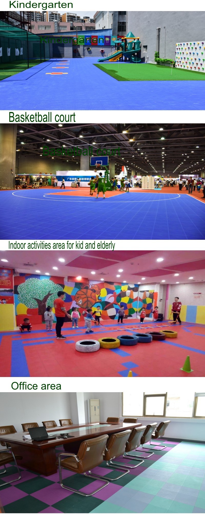 Custom Sports Flooring Multi Colours Children Floor Spring Floor Playground Flooring Suspended Interlocking Both Soft and Hard Sport Floor