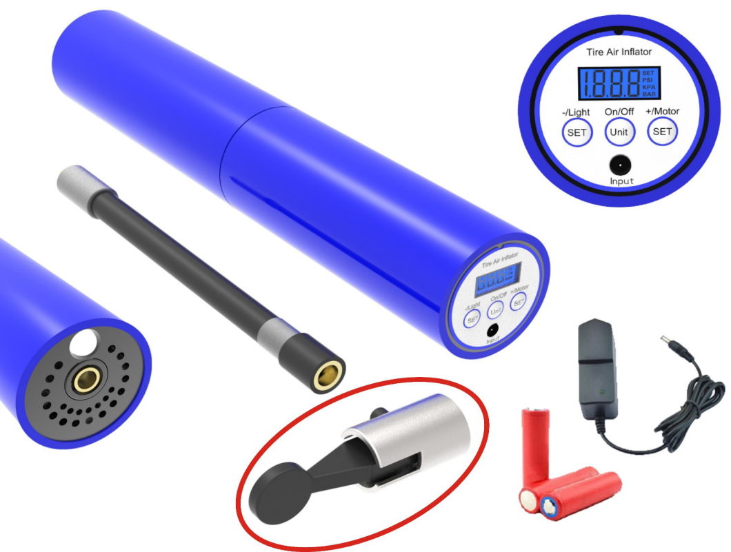 Rechargeable Bike Pump Portable-150 Psi High Pressure -USB Charge Outdoor- Electric Air Tire Inflator 12V- Presta&Schrader Valve,Auto Digital Gauge and Preset-F