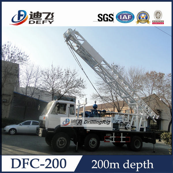 200m Truck Mounted Drilling Rig Dfc-200, Hydraulic Rotary Drilling Rig with Mud Pump Tricone Bit