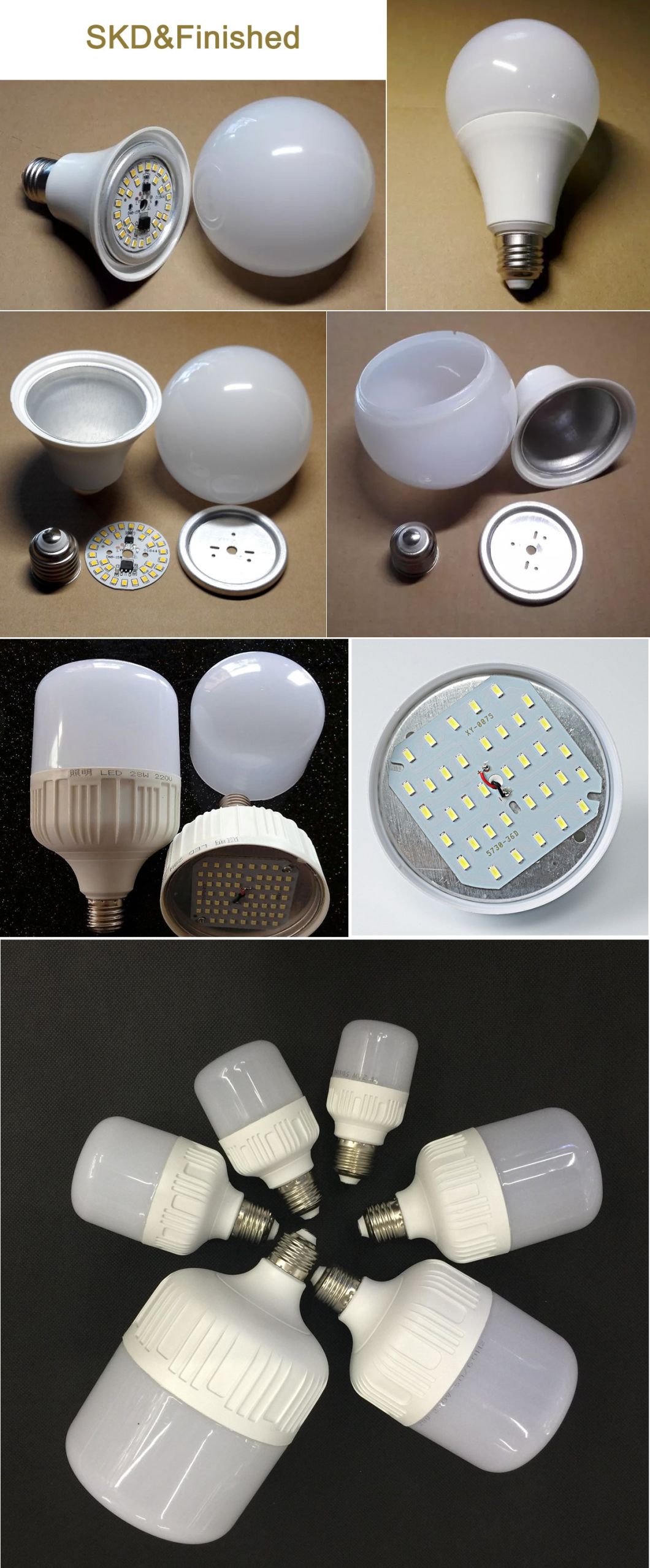 Factory Price A60 5W 7W 9W 12W SMD2835 Lighting Aluminum and PC SKD LED Bulb