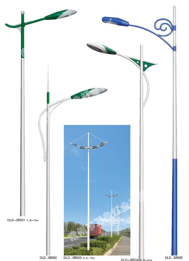 6m Stainless Steel Solar Street Light Pole with Double Arm
