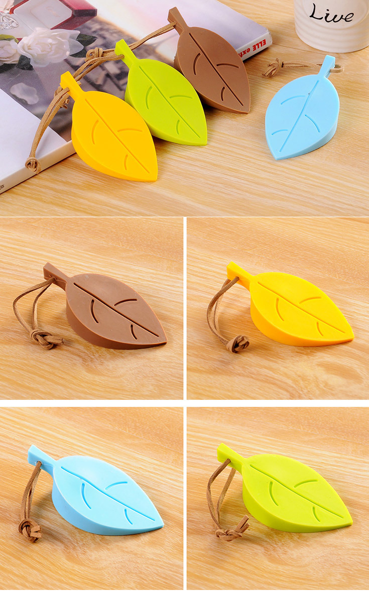 Colorful Creative Leaf Shape Baby Hand Safety Silicone Door Stopper with Hang Rope
