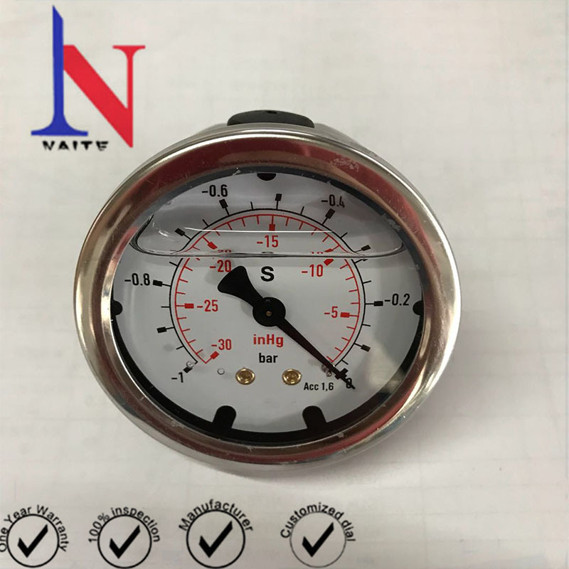 63mm Crimped Ring Case Glycerin Vacuum Gauge