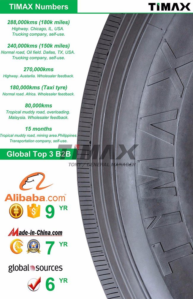 288000kms Commercial Wholesale Heavy Duty TBR Radial Bus Truck Tyre