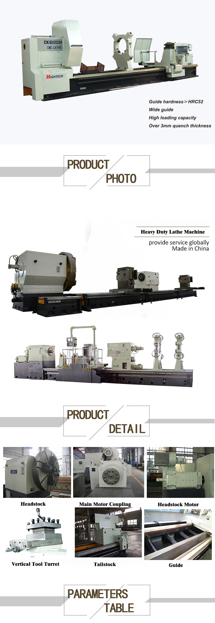High Precision Heavy Duty China CNC Lathe Machine