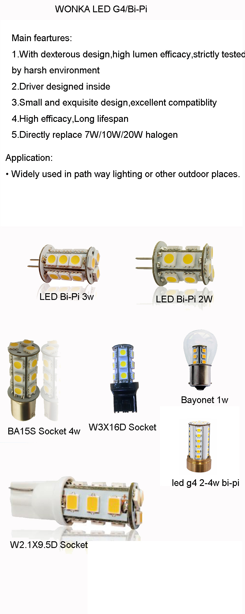 LED G4/T3/Bi-Pin/Bayonet/Wedge 12V for Path Lights