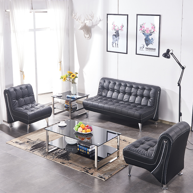 High Quality Modern PU Leather Office Sofa No Arm
