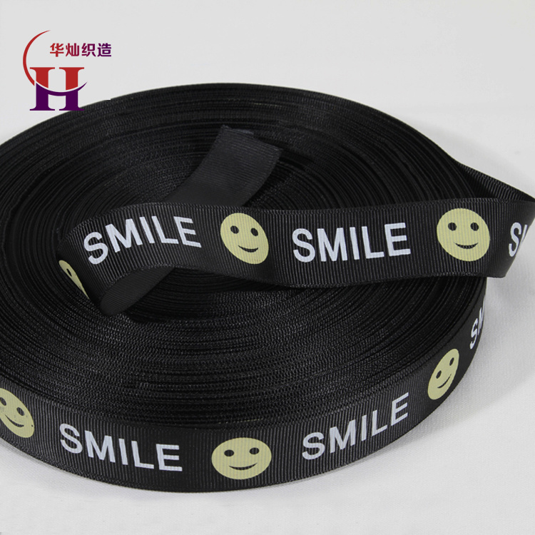 Smile Face Printed Pattern Polyester Elastic Ribbon for Clothes