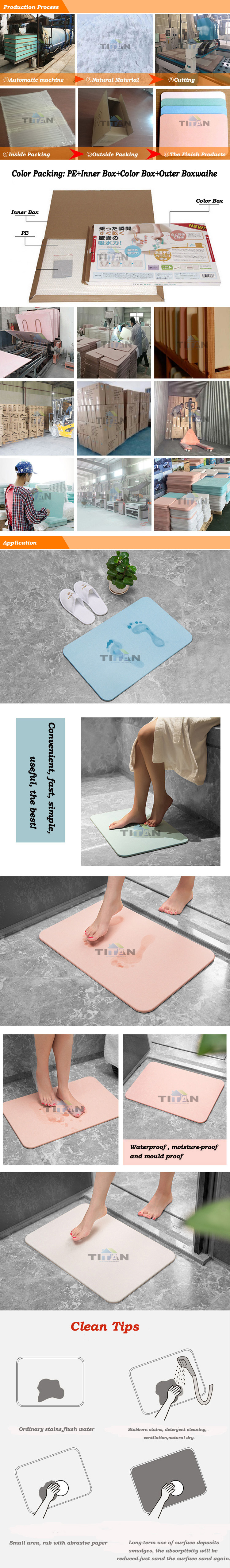Non-Slip Bathroom Floor Mat Diatomite Bath Mat