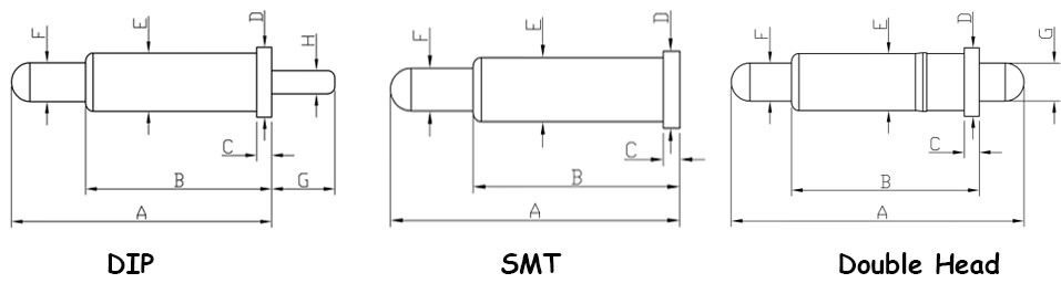 Customized 3pin SMT Spring Loaded Pogo Contact Connectors