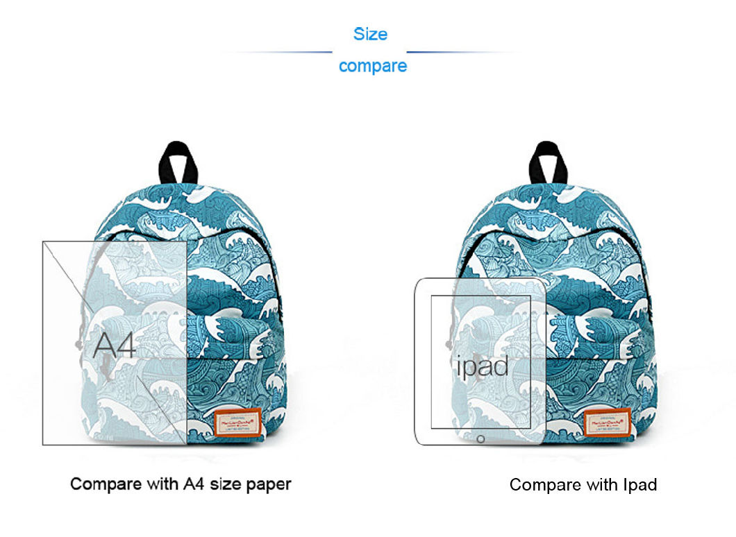 Fashion 600d Polyester Digital Printing School Bag Travel Backpack