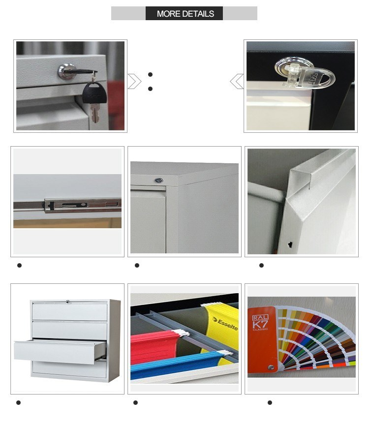 Stable Practical 4 Drawer Metal Full-Suspension Lateral Legal or Latter Steel File Cabinet