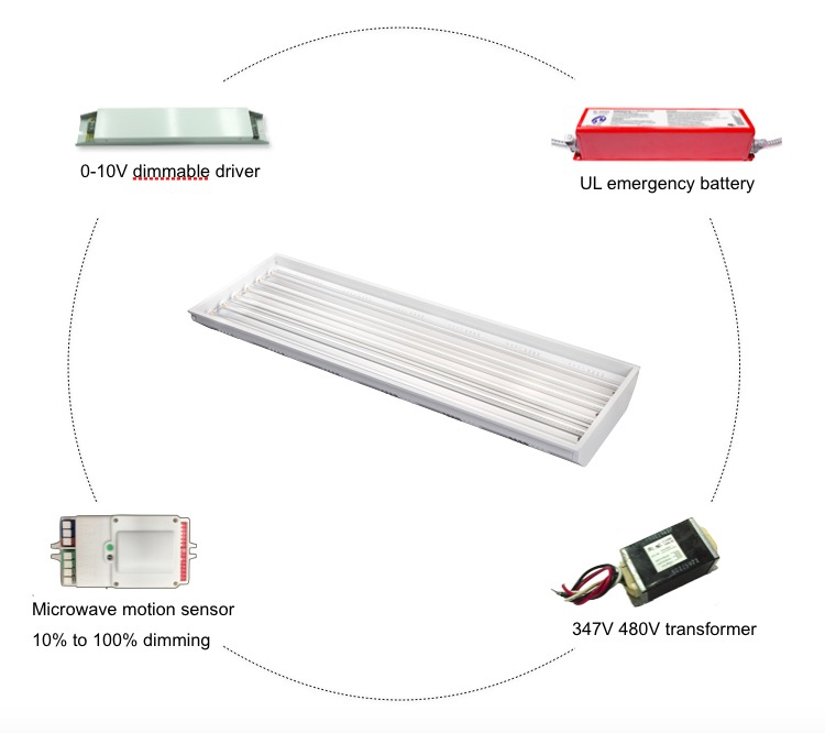 347V Warehouse Use 160W 240W Linear LED Hi Bay Lighting 5 Years Warranty