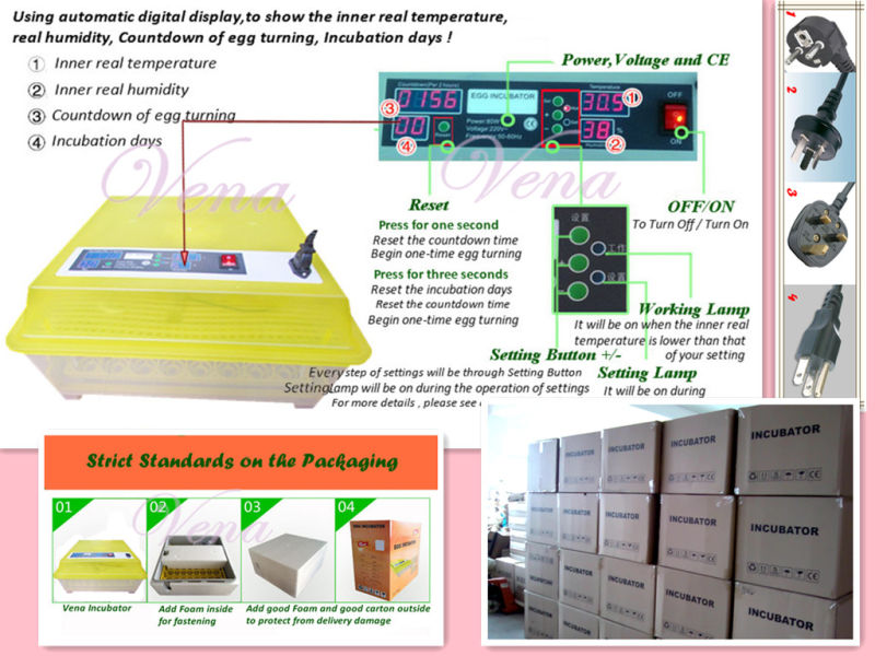 Christmas Gift! CE Approved Automatic Chicken Egg Incubator Va-48