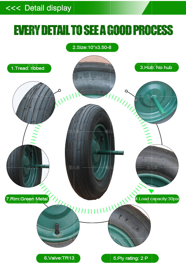 3.5-8 Pneumatic Wheelbarrow Wheels with Metal or Plastic Rims