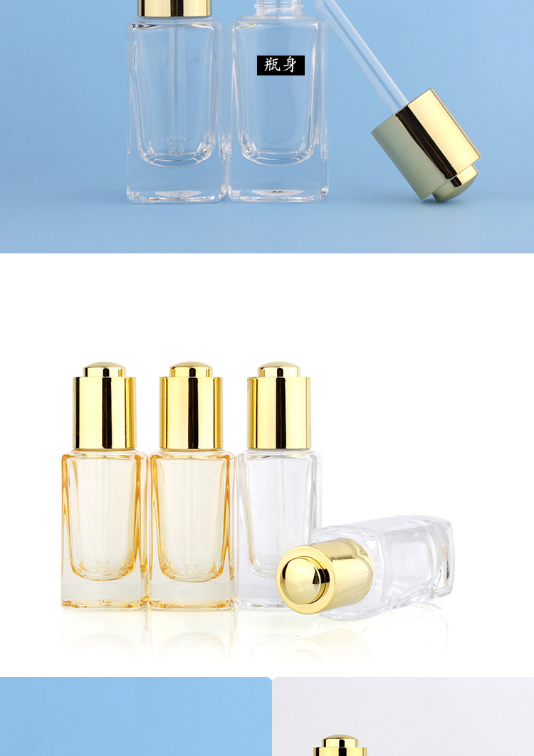 30ml luxuriöse quadratische Glas-Tropfflaschen 30ml luxurious glass square dropper bottles