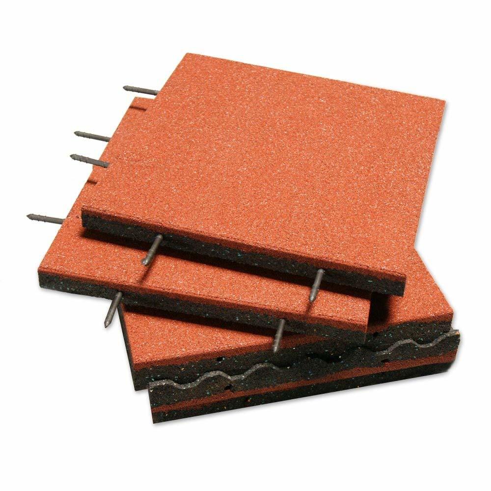 65mm Thick Wear Resistance Outdoor Rubber Tiles with Groove Bottom