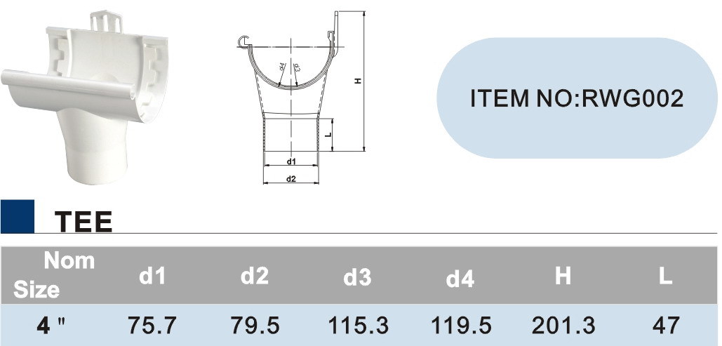 UPVC DIN Standard Roof Gutter Fittings and Pipes Fittings Tee