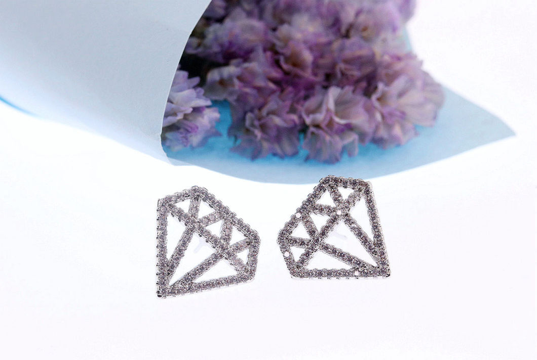 Diamond Shape Micro Pave CZ Earring Custom Party Jewelry