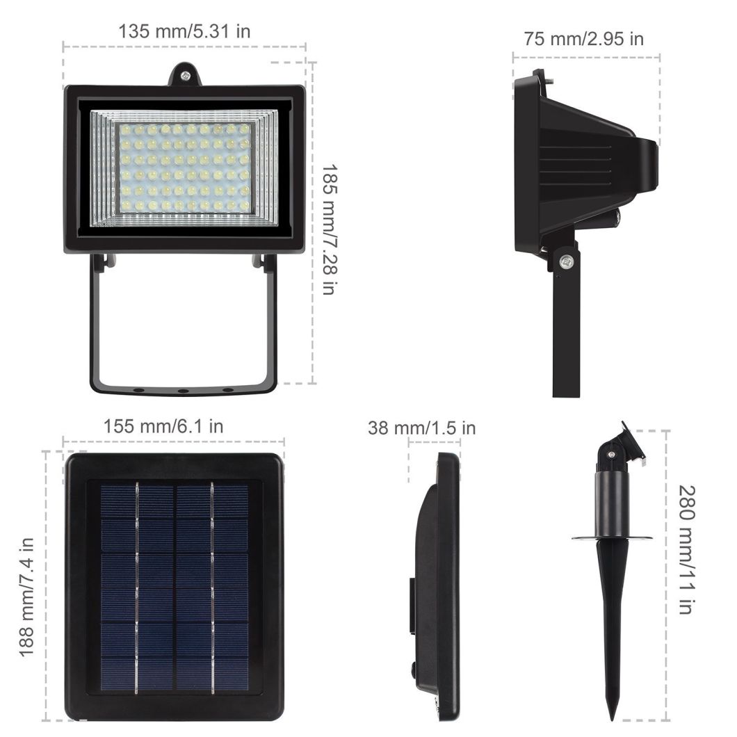 60LED Waterproof Garden Floodlight Solar Powered Outdoor Multi-Color LED Flood Light