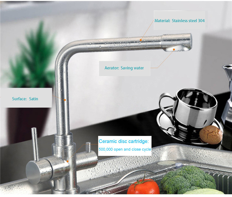 Double Handle Bar Swivel Kitchen Faucet and Kitchen Sink Mixer