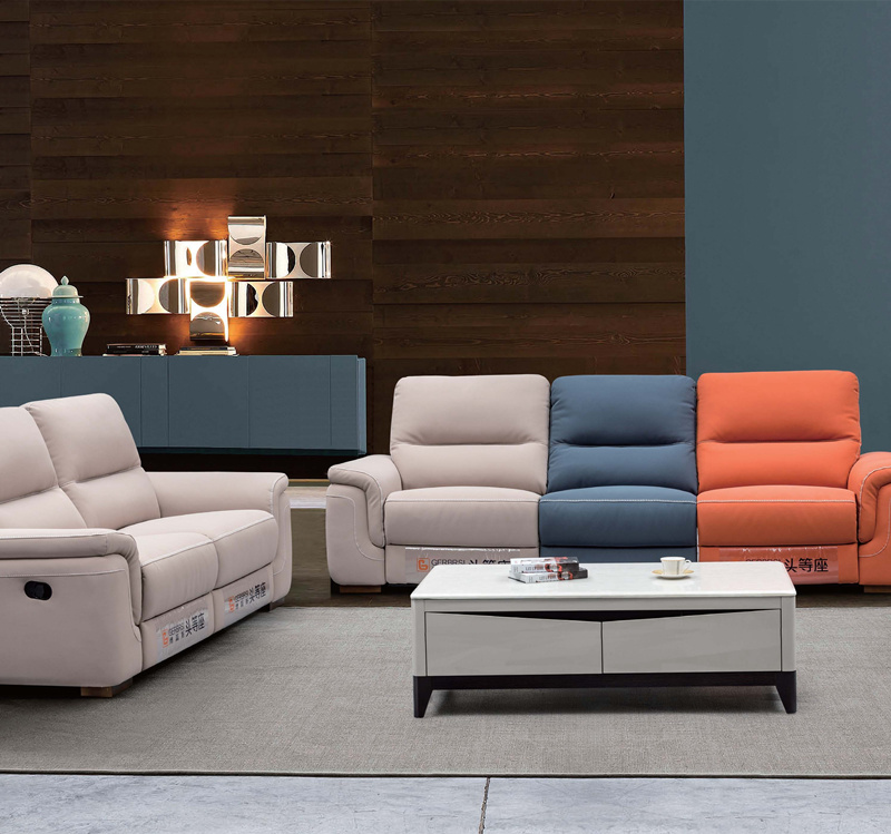 Best-Selling Contemporary Commercial Living Room Fabric and Leather Sofa 1+2+3