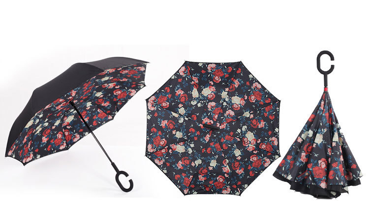 Windproof Reverse Umbrella Folding Double Layer Inverted Rain Women Self Stand Guarda Sol Sunny and Rainy Parasol