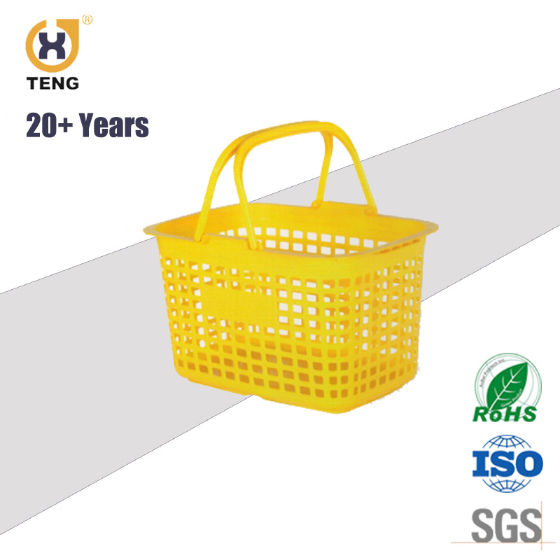 25L Yellow Japanese Style Square Hole Hand Plastic Supermarket Shopping Basket