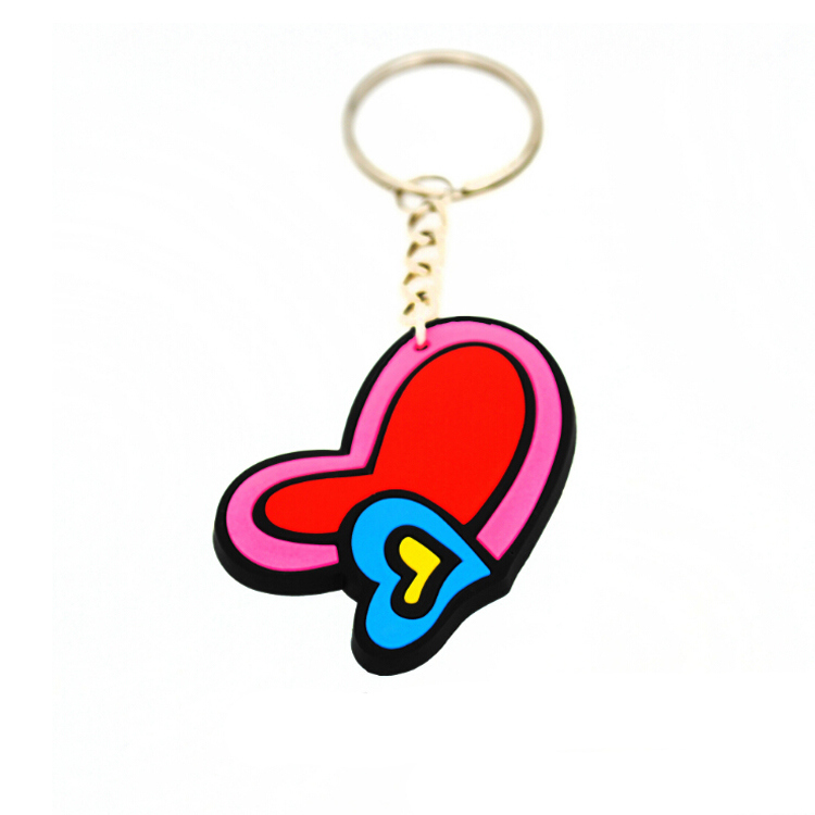 High Quality Heart Skull Design Custom PVC Keychain