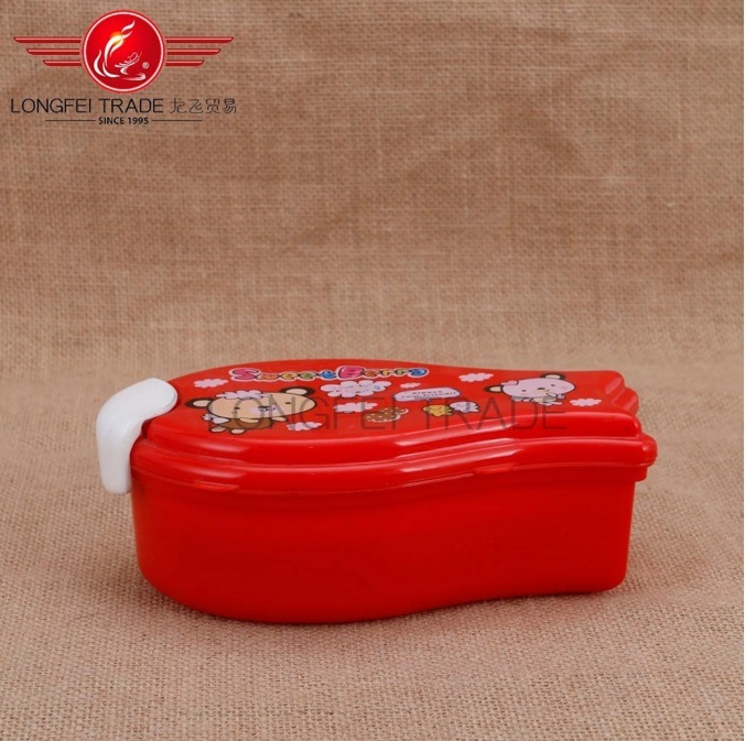 Fish Shape Plastic 3 Compartments Double Layer Children Food Container/Lunch Box