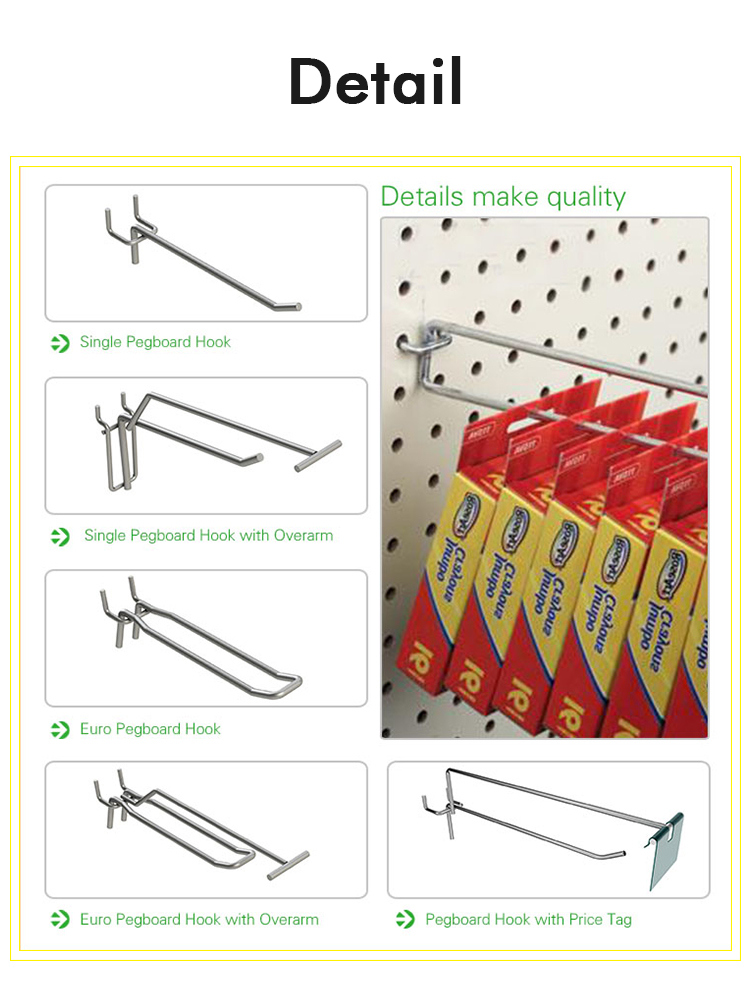 Shopfitting Chrome Plating Pegboard Hook for Store Display