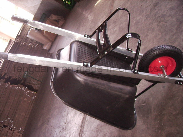 Wooden Handle Plastic Tray Metal Trolley Wheel Barrow (WB6605)
