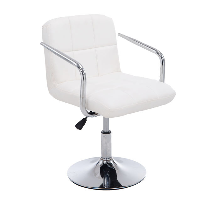 PU Leather Swivel Bar Stool with Stable Base Fashion 360 Turn Around Dental Stool for Office Chair White