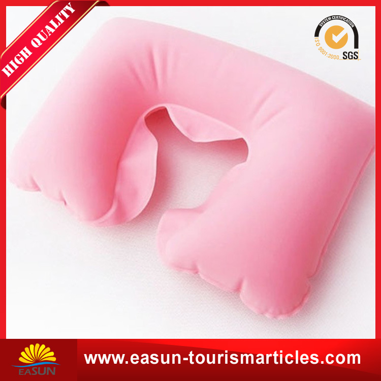 Cheap PVC Flocked U-Shape Travel Neck Pillow