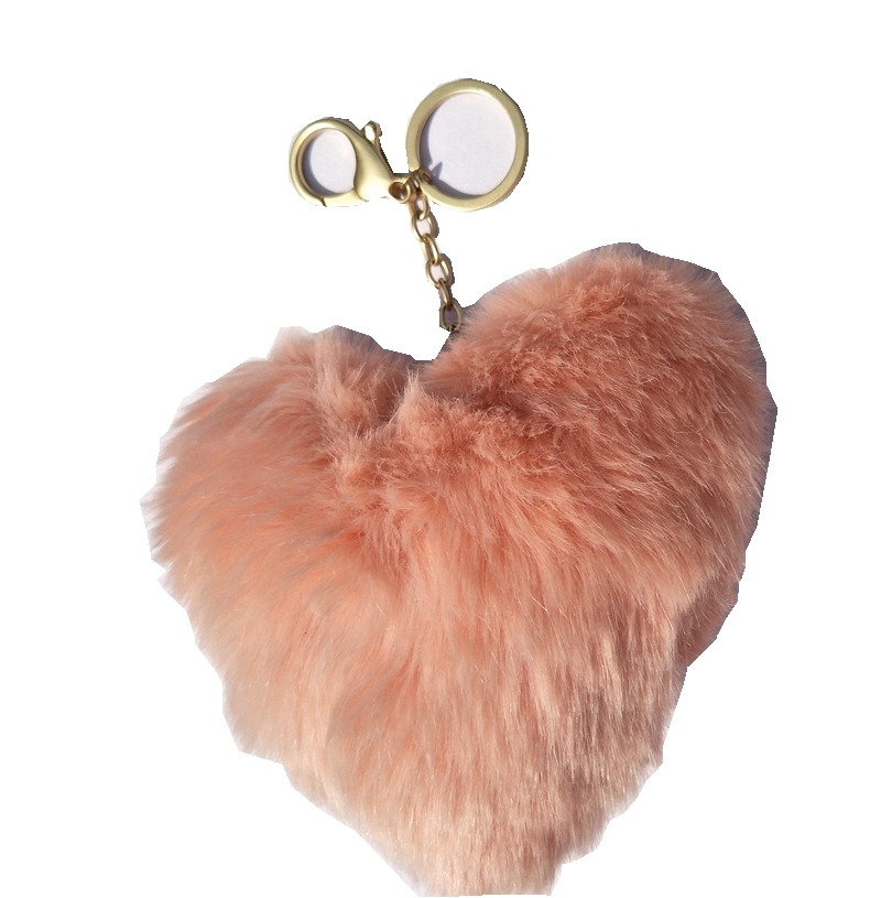 Big Size Pink Heart Pompom Bag Accessory and Key Chain
