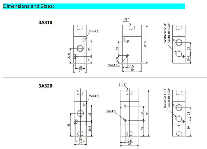 Airtac 3A300 Series Aluminum Alloy Pneumatic Valve-Pneumatic Control Valve