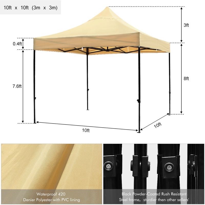 3X3m Steel Outdoor Pop up Folding Garden Gazebo