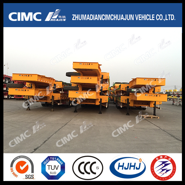 50-70ton Load 3 Axle Cimc Huajun Low Bed Low Boy Semi Trailer Trcuk Tractor Trailer