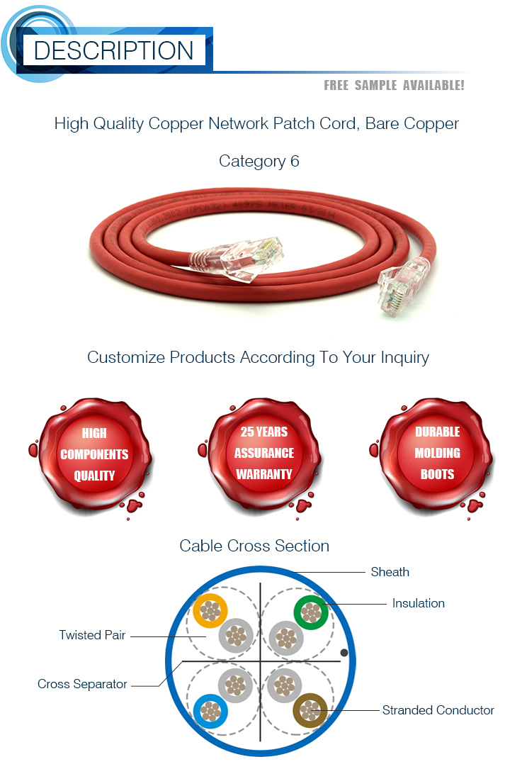 UTP CAT6 Snagless RJ45 Ethernet Patch Cable 3 Meters Red