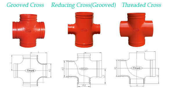 FM/UL/Ce Pipe Fittings Ductile Iron Grooved Reducing Cross