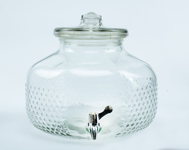 Glass Juice Dispenser with Pattern Surface