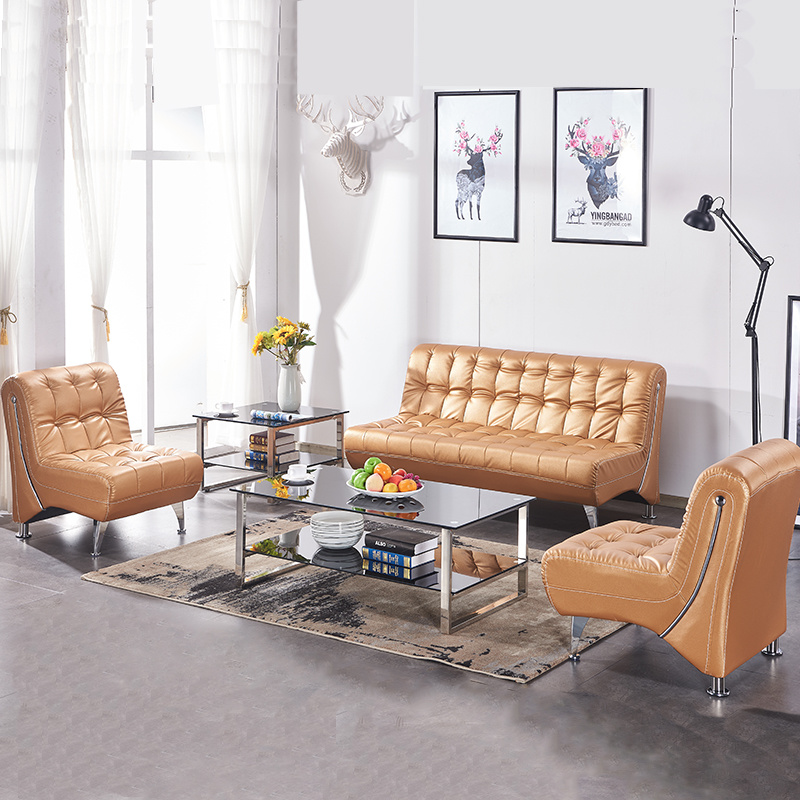 High Quality Modern PU Leather Office Sofa No Arm