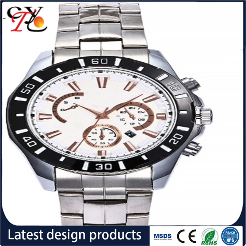 Alloy Strap Fashion Men's Metal Watch with 3 Crowns