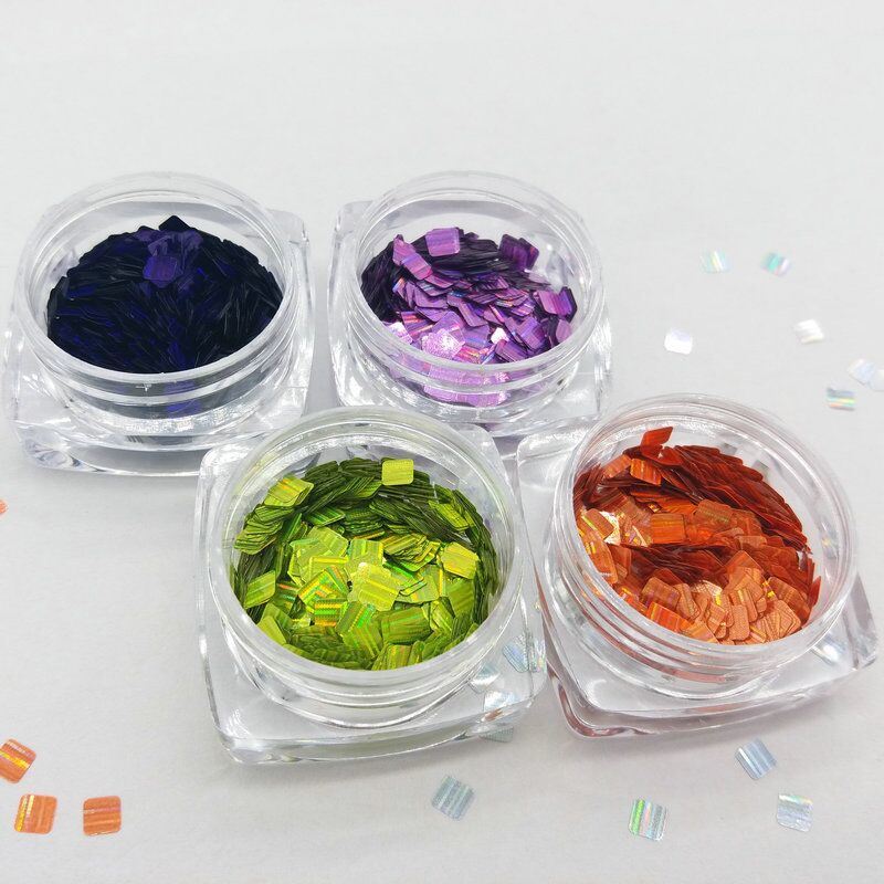 Square Laser Glitter for Nail Art and Nail Beauty Pearl Color Series 12 Colors Kg Packing